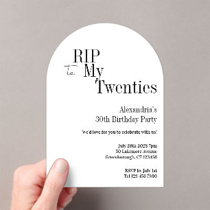 RIP 20s 30th Birthday Party Minimal White Acrylic Invitations