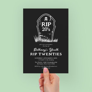 RIP 20s Black White 30th Birthday Party Invitation