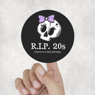 Rip 20s Coquette Aesthetic Bow 30th Birthday Party Classic Round Sticker