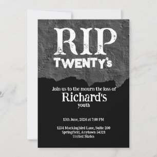 Rip 20's funny black 30th birthday invitation