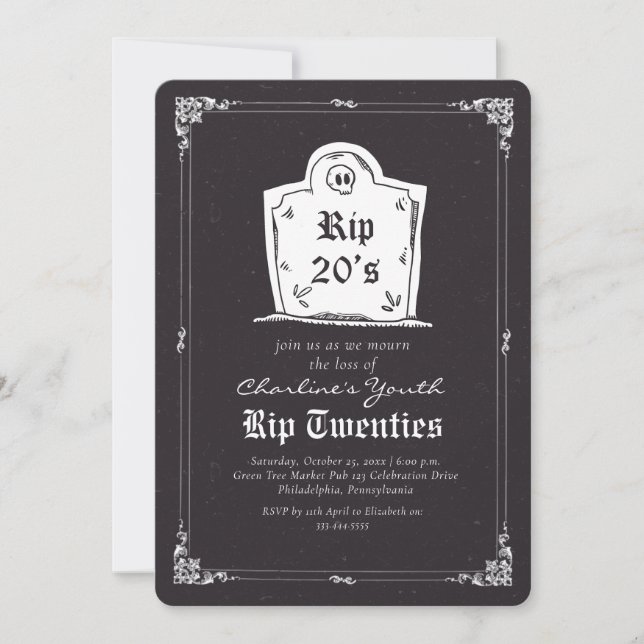 RIP 20s skull Black 30th Birthday Party Invitation (Front)