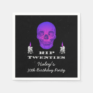 RIP 20s Twenties Purple Skull Gothic 30th Birthday Napkin