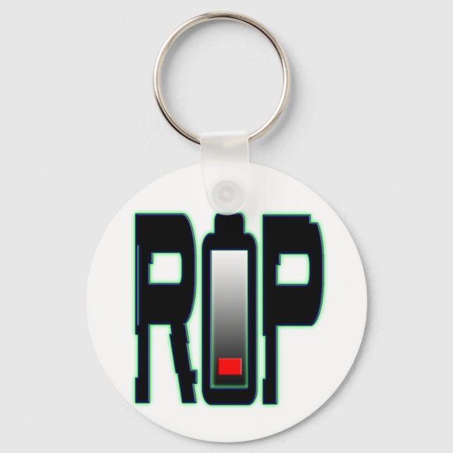 RIP Battery Button Keychain (Front)
