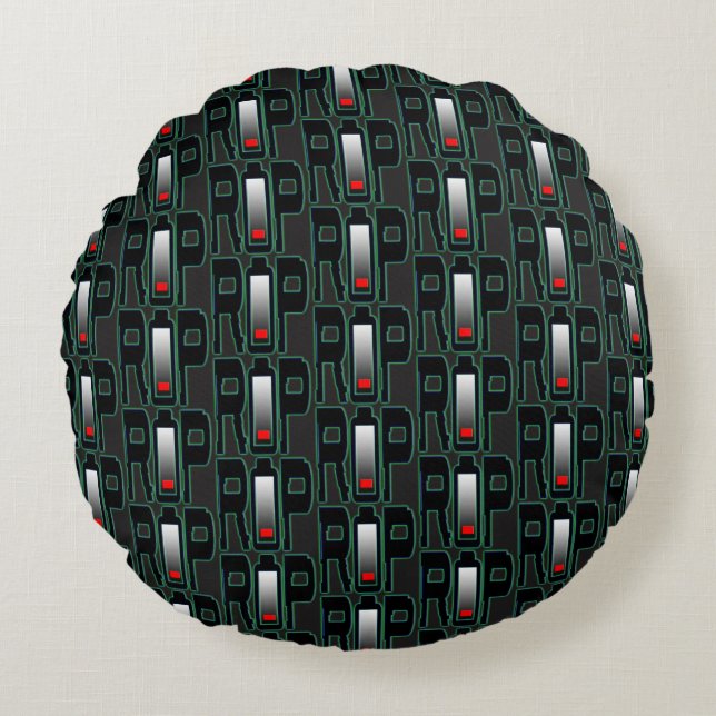 RIP Battery Round Pillow (Front)