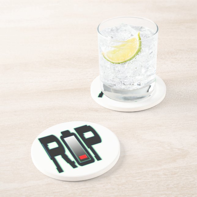 RIP Battery Sandstone Coaster (Side)
