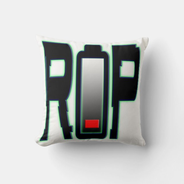 RIP Battery Throw Pillow (Front)
