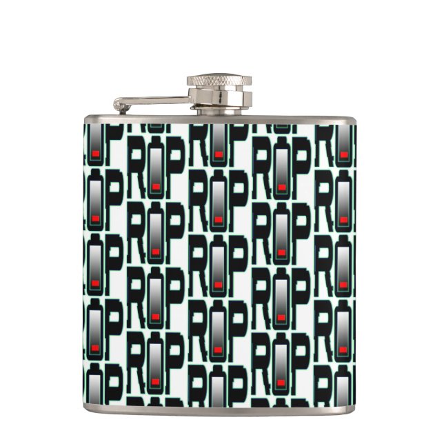 RIP Battery Vinyl Wrapped Flask (Front)