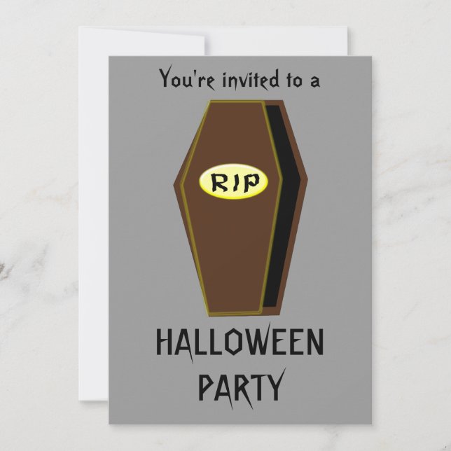 RIP Coffin of Doom Halloween Party Customisable Invitation (Front)