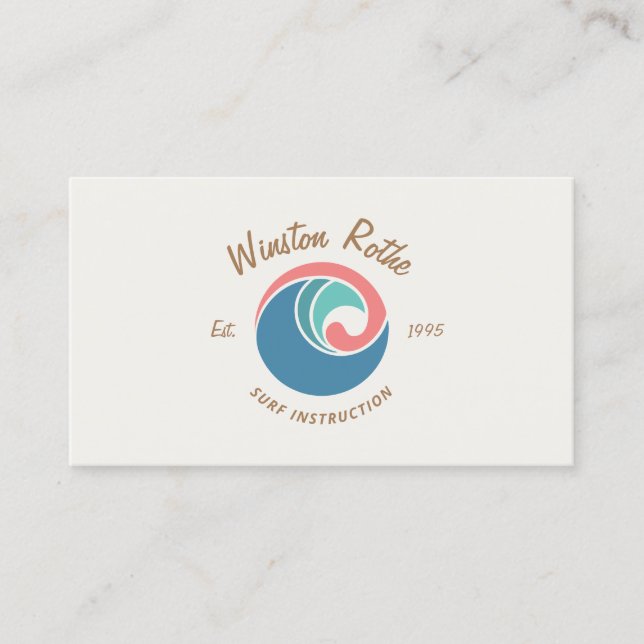 Rip Curl Wave Logo Surfing Instructor Business Card (Front)