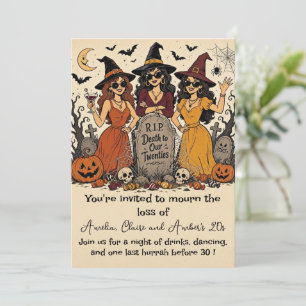 RIP Death to Our Twenties Retro Halloween Group Invitation