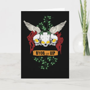 RIP Evil Skulls Halloween Invite With Bloody Text