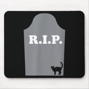 Rip Grave Black Cat Halloween Mouse Pad