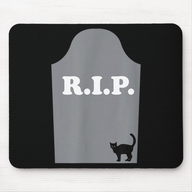 Rip Grave Black Cat Halloween Mouse Pad (Front)