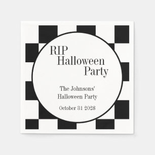 RIP Halloween Black and White Check Party Napkin