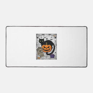 Rip Halloween Black Cat Pumpkin Tombstone Cauldron Desk Mat