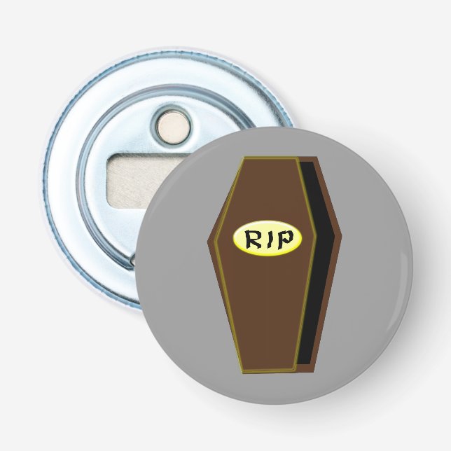 RIP Halloween Coffin of Doom Bottle Opener (Front)