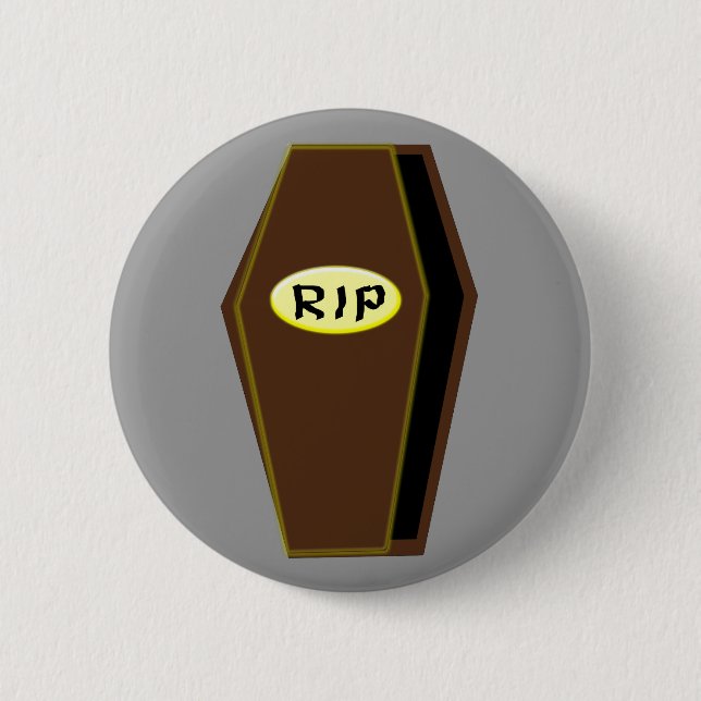 RIP Halloween Coffin of Doom Button (Front)