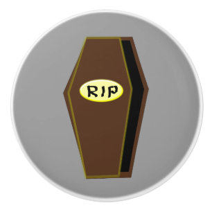 RIP Halloween Coffin of Doom Ceramic Knob