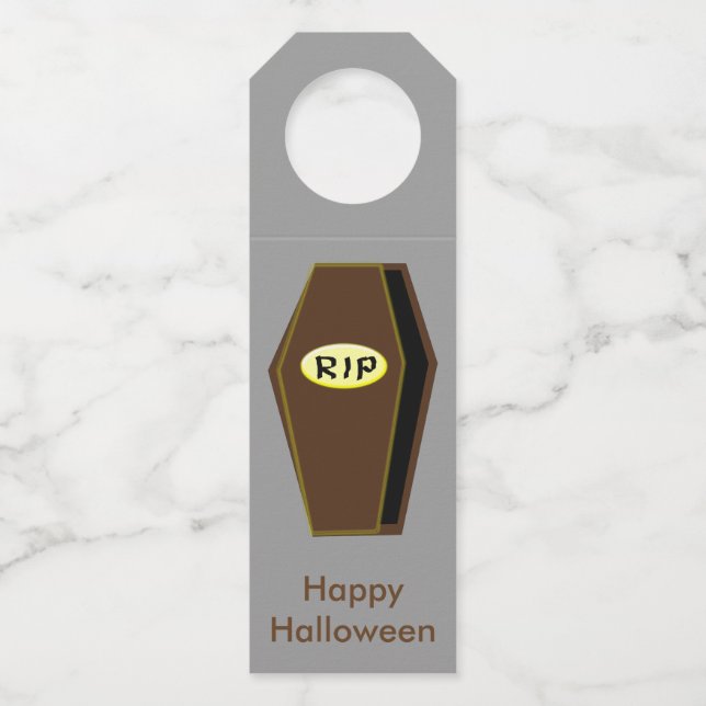 RIP Halloween Coffin of Doom Custom Bottle Hangers (Front)
