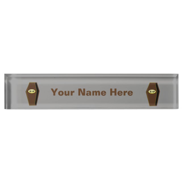 RIP Halloween Coffin of Doom Custom Desk Sign (Front)