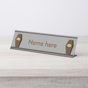 RIP Halloween Coffin of Doom Custom Desk Sign