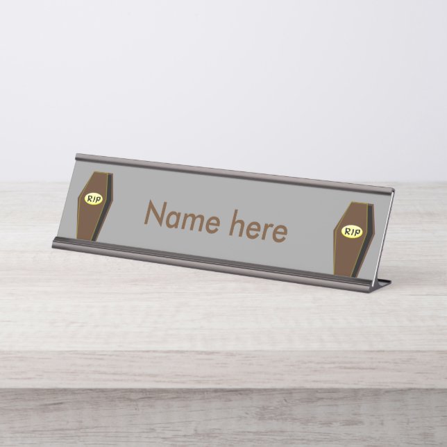 RIP Halloween Coffin of Doom Custom Desk Sign (Front)