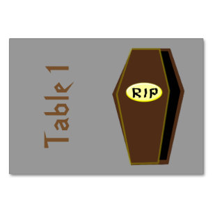 RIP Halloween Coffin of Doom Custom Tablecards Table Number