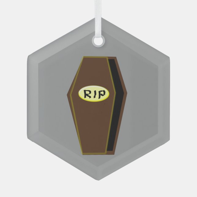 RIP Halloween Coffin of Doom Glass Tree Decoration (Front)