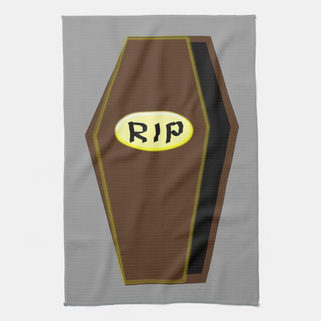 RIP Halloween Coffin of Doom Kitchen Towel (Vertical)