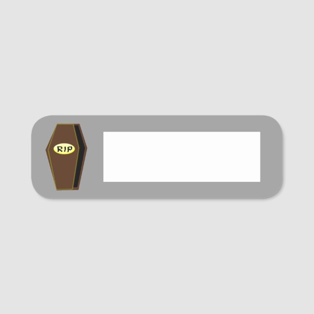 RIP Halloween Coffin of Doom Name Tag (Front)