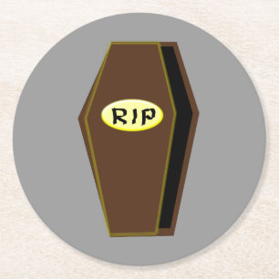 RIP Halloween Coffin of Doom Paper Coasters