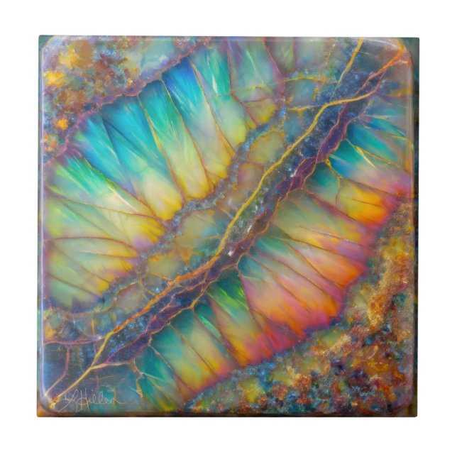 Rip In The Universe Opal Design  Ceramic Tile (Front)