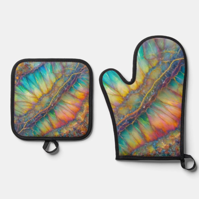 Rip In The Universe Opal Design  Oven Mitt & Pot Holder Set (Front)