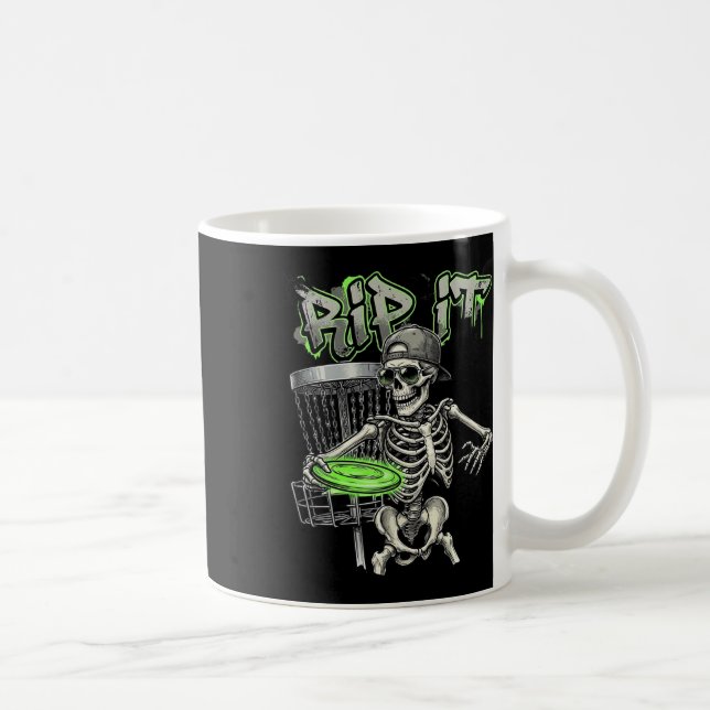 Rip It Skeleton Disc Golf Player Grunge Graffiti S Coffee Mug (Right)
