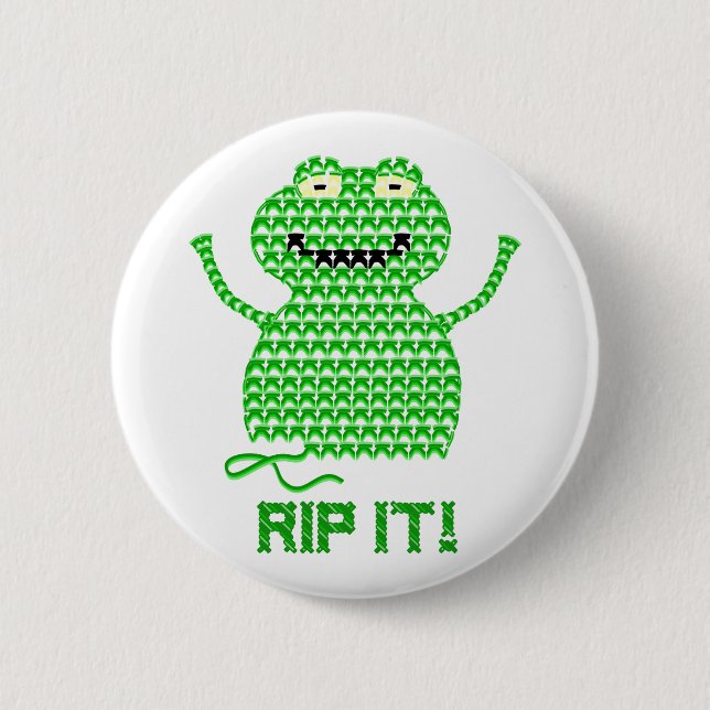 Rip It! Vector Crochet Frog 6 Cm Round Badge (Front)