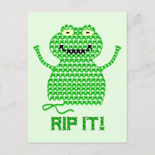 Rip It! Vector Crochet Frog (Green Background) Postcard