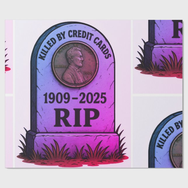   RIP Lincoln Penny – Inflation Tombstone Design  Wrapping Paper (Flat)