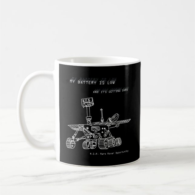 Rip Mars Opportunity Rover Exploration Hand-Drawn Coffee Mug (Left)