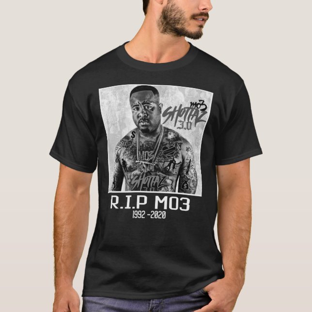 RIP Mo3 Grayscale   T-Shirt (Front)