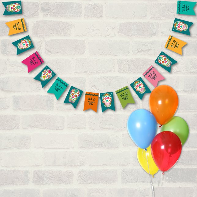 RIP my 20s Custom Age Sugar Skulls Birthday Bunting (Creator Uploaded)