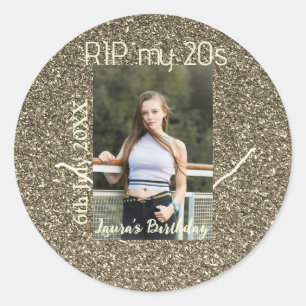 RIP MY 20s silver golden birthday add name date Classic Round Sticker