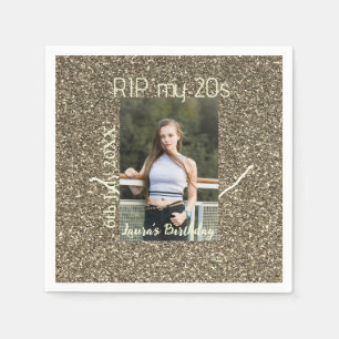 RIP MY 20s silver golden birthday add name date Napkin