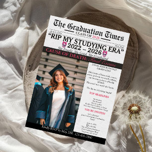 RIP My Studying Era Graduation   Funny Grad Party Invitation