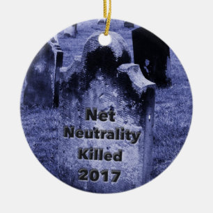 RIP Net Neutrality Gravestone Ceramic Tree Decoration