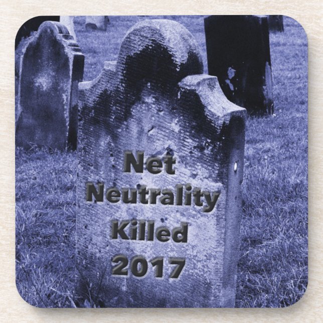 RIP Net Neutrality Gravestone Coaster (Front)