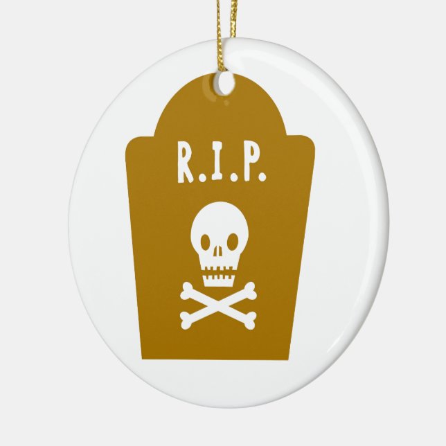 RIP Skull Ceramic Tree Decoration (Left)