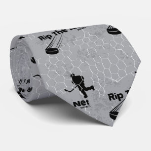 Rip the Net Hockey Player on Grey Tie