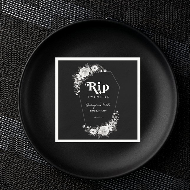 Rip To My Twenties Black 30th Birthday Party Napkin (Creator Uploaded)