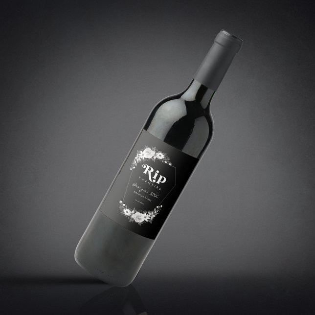 Rip To My Twenties Black 30th Birthday Party Wine Label (Creator Uploaded)
