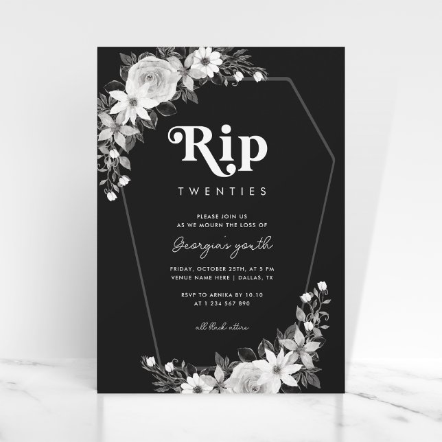 Rip To My Twenties Funny Black 30th Birthday Party Invitation (Creator Uploaded)